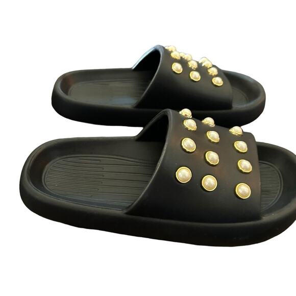 Kenneth Cole Mello Faux Pearl Studded Platform Slip On Slides NEW Size 10 - Picture 5 of 7